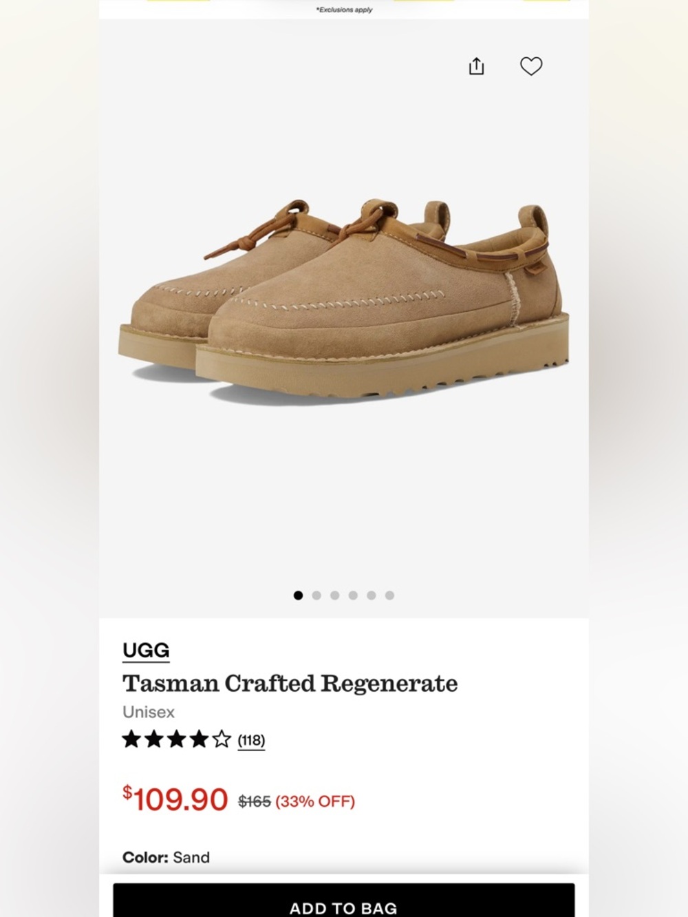 UGG Tasman Crafted Regenerate Slip-On in Sand/Tan